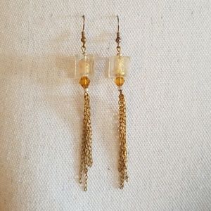 Gold Tone Sugar Cube Duster Earings